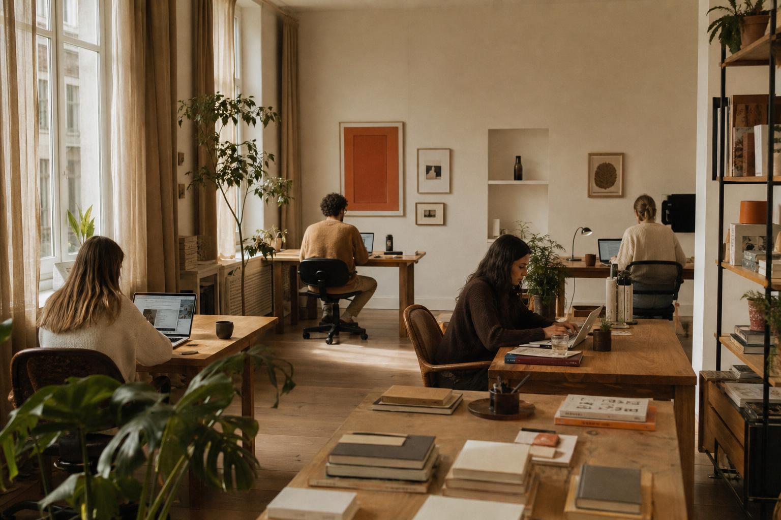 Jacqueline aan het werk in het atelier